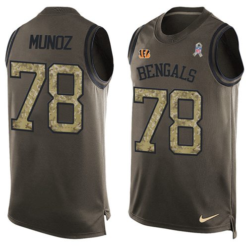Nike Bengals #78 Anthony Munoz Green Men's Stitched NFL Limited Salute To Service Tank Top Jersey - Click Image to Close